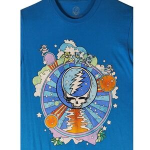 Grateful Dead Mens Blue Steal Your Face Dancing Bears Graphic T-Shirt Size S